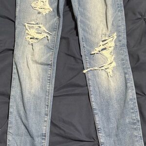 American Eagle Outfitters Blue Distressed Skinny Jeans